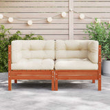 Garden Sofa Corner with Cushions 2 pcs Wax Brown