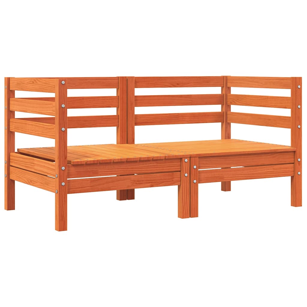 Garden Sofa Corner with Cushions 2 pcs Wax Brown