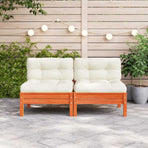 Garden Sofa Armless with Cushions Wax Brown Solid Wood Pine