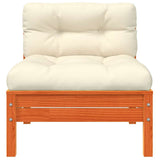 Garden Sofa Armless with Cushions Wax Brown Solid Wood Pine - 45-Degree Angle