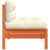 Garden Sofa Armless with Cushions Wax Brown Solid Wood Pine - Rear View