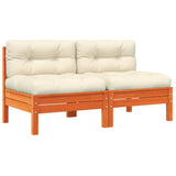 Garden Sofa Armless with Cushions 2 pcs Wax Brown