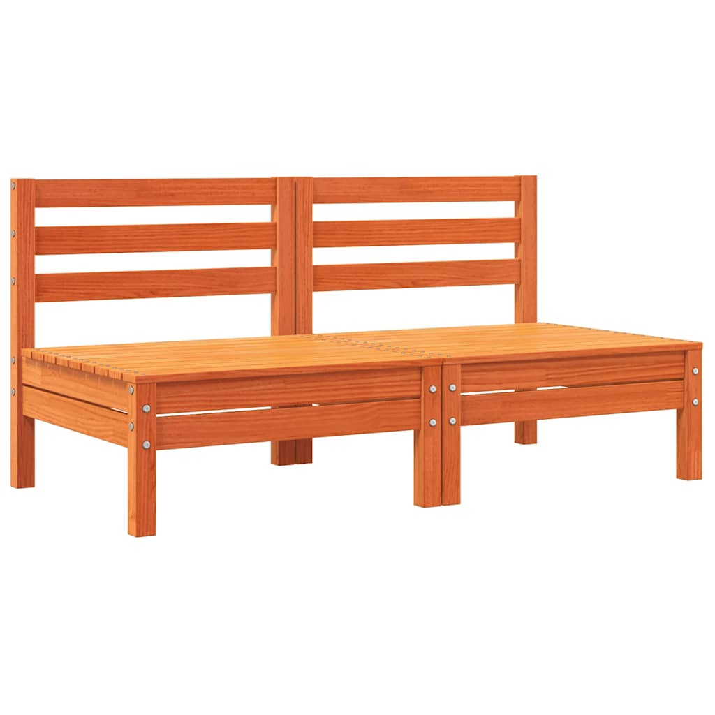 Garden Sofa Armless with Cushions 2 pcs Wax Brown