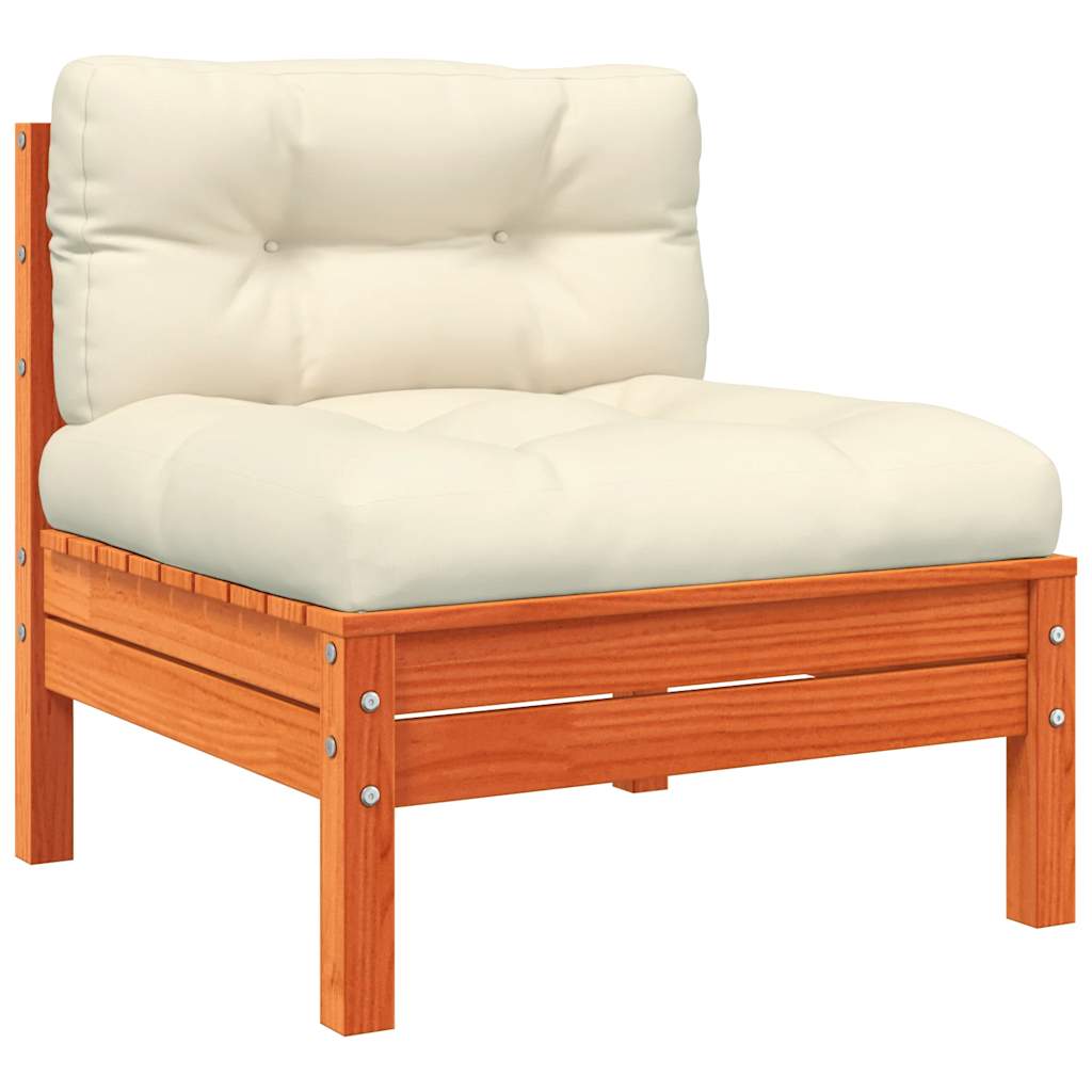 Garden Sofa Armless with Cushions 2 pcs Wax Brown