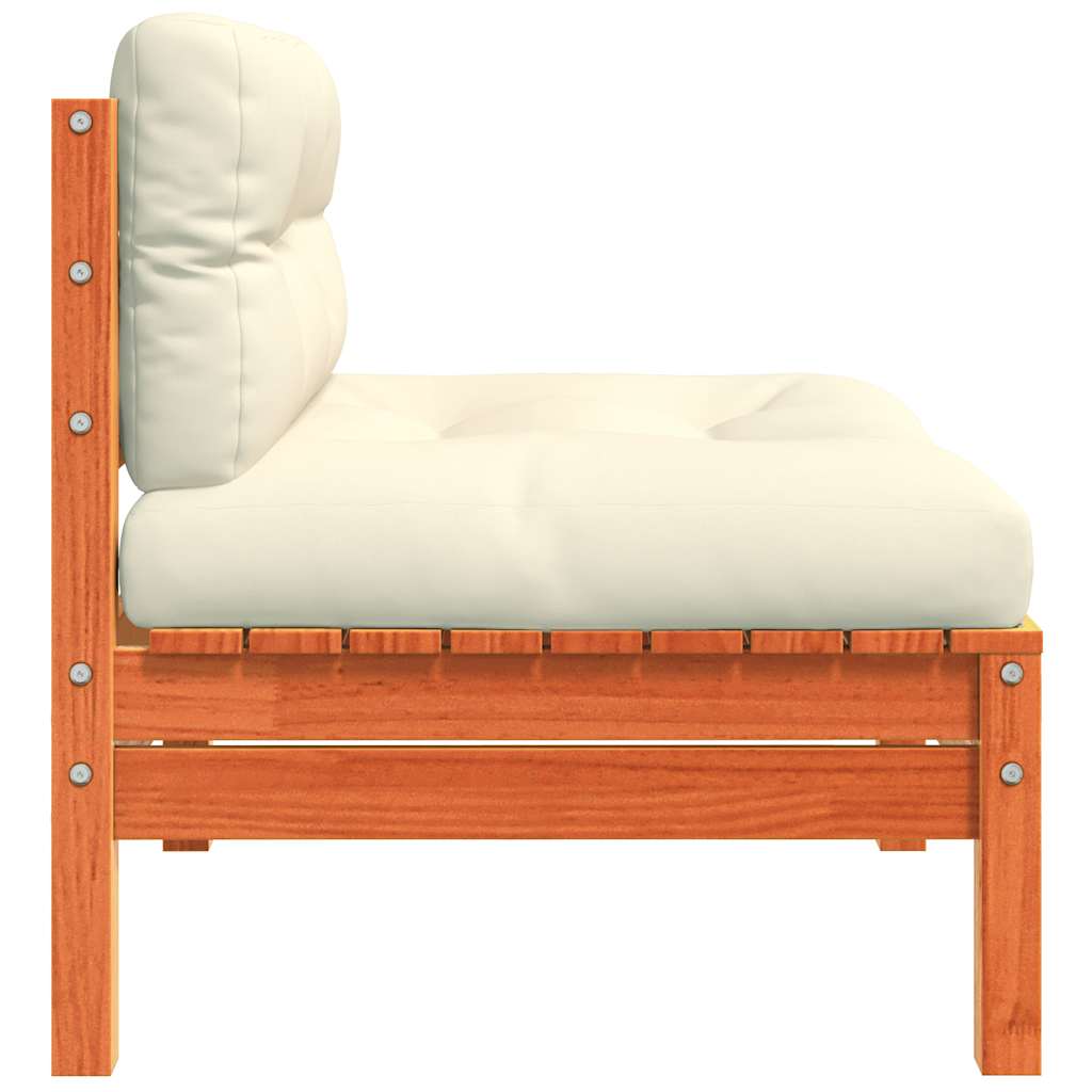 Garden Sofa Armless with Cushions 2 pcs Wax Brown