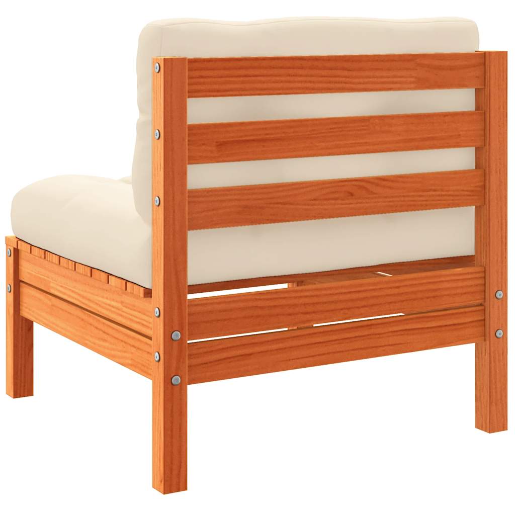 Garden Sofa Armless with Cushions 2 pcs Wax Brown