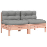 Garden Sofa Armless with Cushions 2 pcs Solid Wood Douglas - Front View
