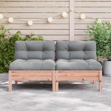 Garden Sofa Armless with Cushions 2 pcs Solid Wood Douglas - Side View