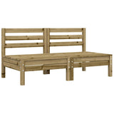 Garden Sofa Armless with Cushions 2 pcs Impregnated Wood Pine - Top-Down View