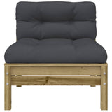 Garden Sofa Armless with Cushions 2 pcs Impregnated Wood Pine - Rear View