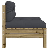 Garden Sofa Armless with Cushions 2 pcs Impregnated Wood Pine - Close-Up Angle