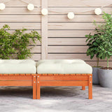 Garden Footstool with Cushion Wax Brown Solid Wood Pine - Side View