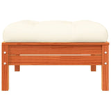 Garden Footstool with Cushion Wax Brown Solid Wood Pine - 45-Degree Angle