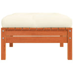 Garden Footstool with Cushion Wax Brown Solid Wood Pine