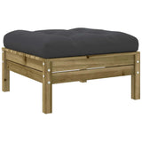 Garden Footstool with Cushion Impregnated Wood Pine - Close-Up Angle