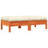 Garden Footstools with Cushions 2 pcs Wax Brown Solid Wood Pine - Front View