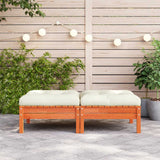 Garden Footstools with Cushions 2 pcs Wax Brown Solid Wood Pine - Side View