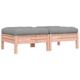 Garden Footstools with Cushions 2 pcs Solid Wood Douglas - Front View