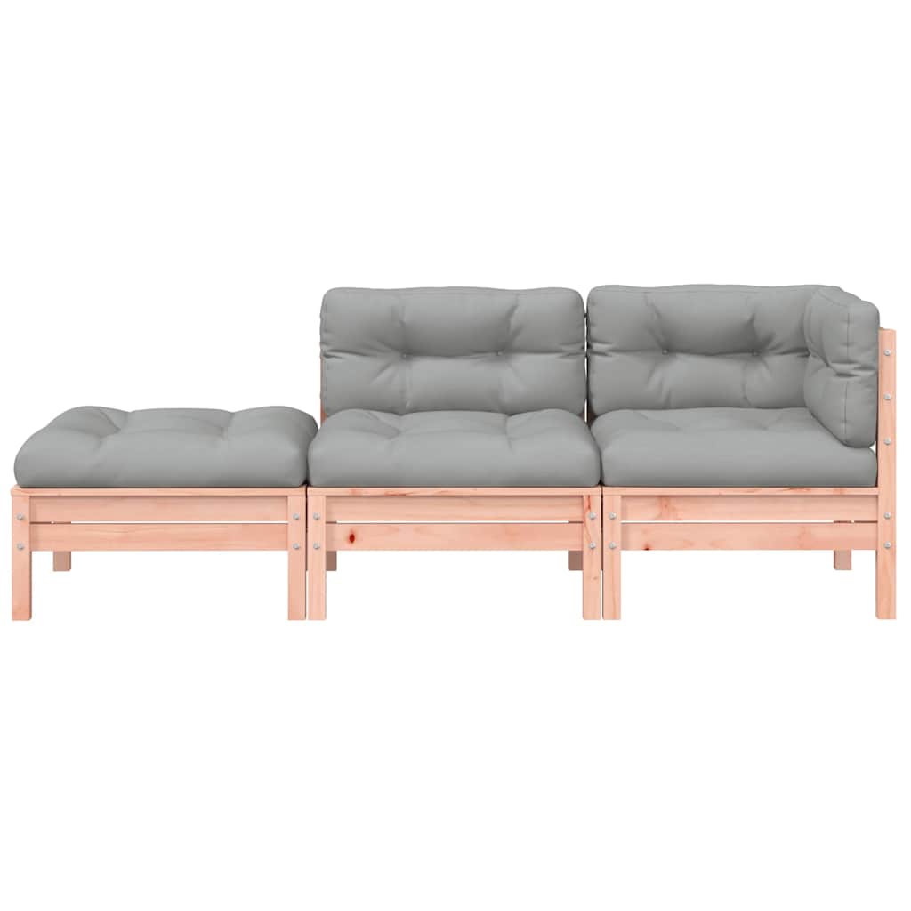 Garden Sofa with Cushions and Footstool 3-Seater
