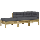 Garden Sofa with Cushions and Footstool 3-Seater