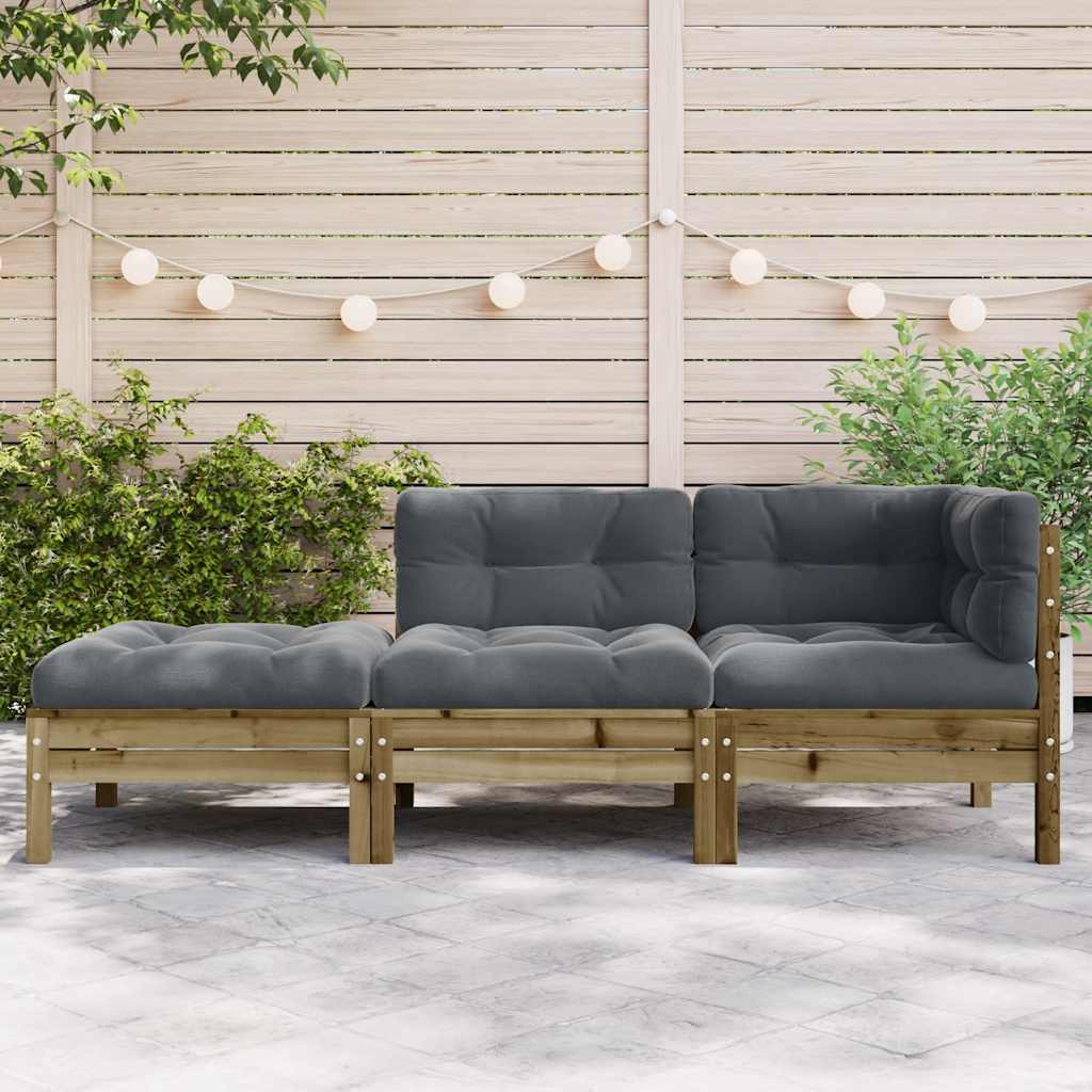 Garden Sofa with Cushions and Footstool 3-Seater