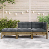 Garden Sofa with Cushions and Footstool 3-Seater - Side View