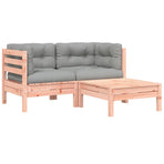 Garden Sofa with Cushions and Footstool 2-Seater