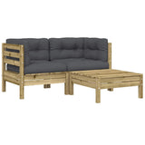 Garden Sofa with Cushions and Footstool 2-Seater - Front View
