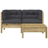 Garden Sofa with Cushions and Footstool 2-Seater - 45-Degree Angle