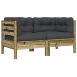 Garden Sofa with Cushions and Footstool 2-Seater - Rear View