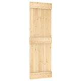 Sliding Door with Hardware Set 70x210 cm Solid Wood Pine - Side View