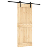 Sliding Door with Hardware Set 80x210 cm Solid Wood Pine - Front View