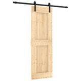 Sliding Door with Hardware Set 70x210 cm Solid Wood Pine - Front View