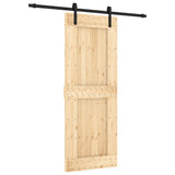 Sliding Door with Hardware Set 80x210 cm Solid Wood Pine - Front View