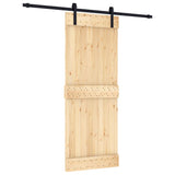 Sliding Door with Hardware Set 80x210 cm Solid Wood Pine - Front View