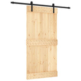 Sliding Door with Hardware Set 100x210 cm Solid Wood Pine - Front View