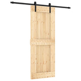 Sliding Door with Hardware Set 80x210 cm Solid Wood Pine - Front View