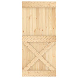 Sliding Door with Hardware Set 95x210 cm Solid Wood Pine - Top-Down View