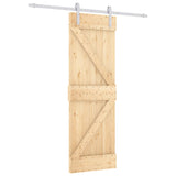 Sliding Door with Hardware Set 70x210 cm Solid Wood Pine - Front View