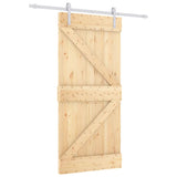 Sliding Door with Hardware Set 90x210 cm Solid Wood Pine - Front View