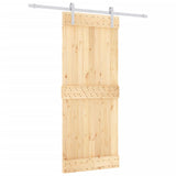 Sliding Door with Hardware Set 85x210 cm Solid Wood Pine - Front View
