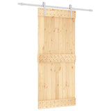 Sliding Door with Hardware Set 90x210 cm Solid Wood Pine - Front View