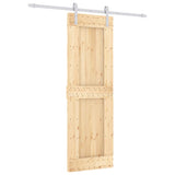 Sliding Door with Hardware Set 70x210 cm Solid Wood Pine - Front View