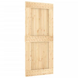 Sliding Door with Hardware Set 90x210 cm Solid Wood Pine - Side View
