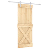 Sliding Door with Hardware Set 80x210 cm Solid Wood Pine - Front View