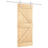 Sliding Door with Hardware Set 85x210 cm Solid Wood Pine - Front View
