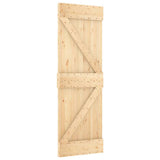 Sliding Door with Hardware Set 80x210 cm Solid Wood Pine - Side View
