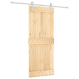 Sliding Door with Hardware Set 85x210 cm Solid Wood Pine - Front View