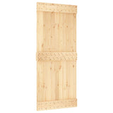 Sliding Door with Hardware Set 90x210 cm Solid Wood Pine - Side View