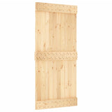 Sliding Door with Hardware Set 95x210 cm Solid Wood Pine - Side View